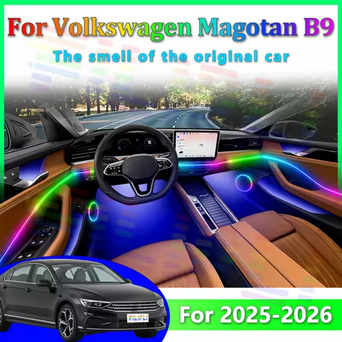For VW Magotan B9 2025-2026 Luxury Invisible Mounting Car Interior Ambient Strips RGB Voice Control 