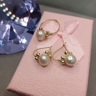 freshwater pearl ring and earrings 10k GF