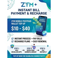 ZYM Mobile Postpaid Wallet Top-Up ($10 - $40) | Instant Bill Payment / Top Up / Recharge / Renewal
