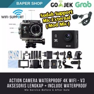 Action Camera 4K V3 Sudah Support Koneksi WIFI Action Cam 4K Sudah Modif Mic External