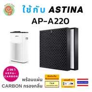 ไส้กรองเครื่องฟอกอากาศ ASTINA รุ่น AP-A220 ได้ทั้งแผ่นกรองอากาศ กรองฝุ่น pm 2.5 HEPA filter และ แผ่นคาร์บอนนกรองกลิ่น เครื่องกรองอากาศ APA220 AP A220