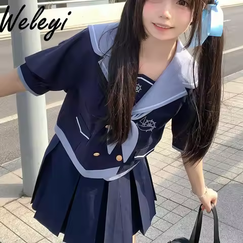 Jirai Kei Setup Japanese Style Original JK Sailor Top Suit Basic Uniform for Women College Style Sch