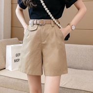 Thin work shorts for women 2025 Korean high-waist suit pants wide-leg five-quarter薄款工装短裤女2025韩版高腰西装裤