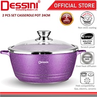 DESSINI ITALY Granite Die Cast Aluminium Non Stick Casserole Pot Bowl Deep Fry Pan Cookware Tool (24