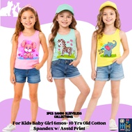 3PCS SUMMER COLORED SANDO SHIRT FOR INFANT BABY KIDS GIRL W/ ZOO ANIMAL PRINTS 6MOS - 12 YRS OLD