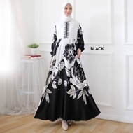 EVN Gamis Maxi Dress bahan Maxmara Motif Bunga Fashion Muslim Wanita