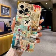 Airplane Map Painted Hollow Beige Minimalist Fashion Shockproof Phone Case, Suitable For IPhone 17, 