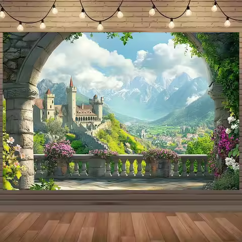 1Pcs 2D Background Cloth Explore European Castle Fantasy Background Cloth, Embrace Medieval Style!