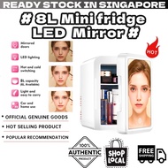 8L Mini fridge LED lights vanity Mirror For Cosmetics Masks Skincare Portable desktop Makeup storage