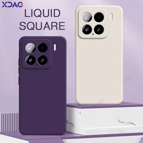 Original Square Liquid Silicone Phone Cases for Xiaomi 15 Pro Xiaomi15Pro Xiaomi15 15Pro 5G 360 Soft