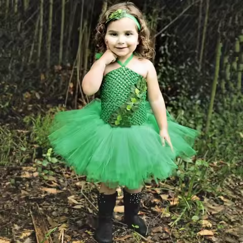 Costumes for Kids Carnival Halloween Pamela Lillian Isley Superhero Cosplay Clothes Green Baby Girls