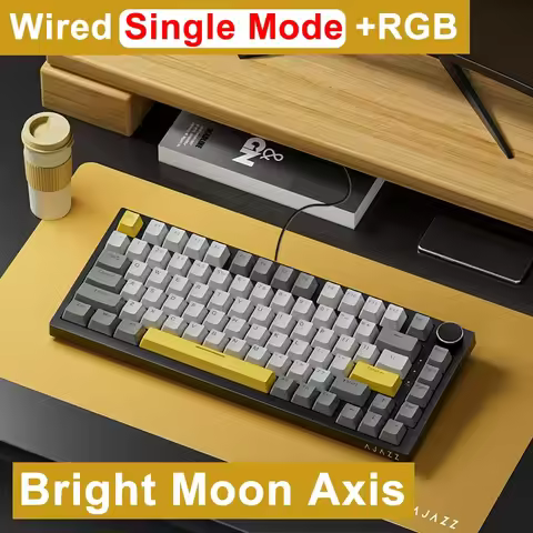 AJAZZ AK820 Wired Mechanical Gaming Keyboard 75% Layout 82 Key Hot-Swappable Design Metal Volume Kno
