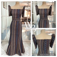 New！ Ethnic Long Gown Modern Filipiniana Dress (Inabel Woven Fabric)