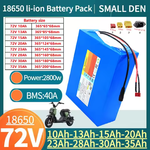 72V 10Ah 15Ah 20Ah 30Ah 35Ah 18650 lithium battery pack with 40A BMS 2400W suitable for all types of