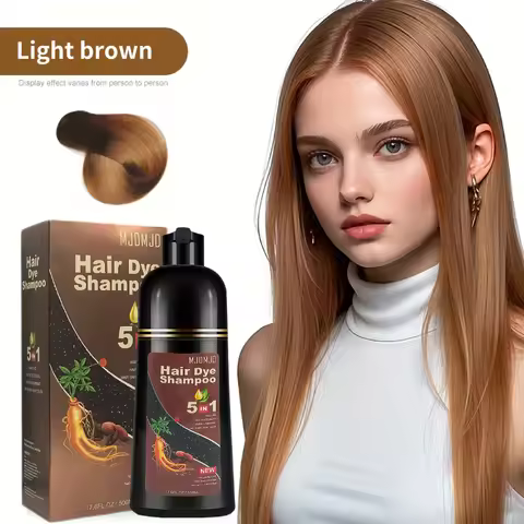 Light Brown Hair Dye Shampoo, 200ml, Semi-Permanent Color, Ammonia-Free, Long-Lasting, Gray Hair Cov