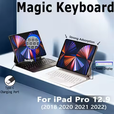 for iPad 12.9 Magic Keyboard Pro 12.9 2020 2022 iPad Magic Keyboard Touchpad Backlit Korean Spanish 