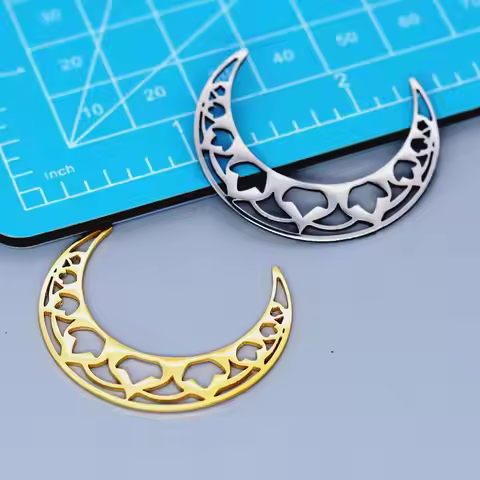 5PCS DIY Stainless Steel Mandala Crescent Moon Necklace For Women Bohemia Charm Pendant Necklace Gif