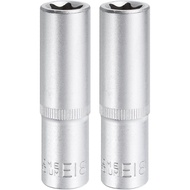 HARFINGTON 2pcs E-Torx Socket 1/2" Drive E18 External Torx Deep Socket CR-V 6 Point Spline Socket Ex