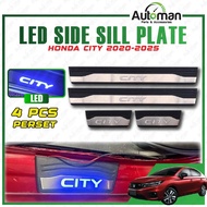 Honda City 2020 - 2025 LED Door Side Sill Step Plates Blue Exterior Accessories Footstep