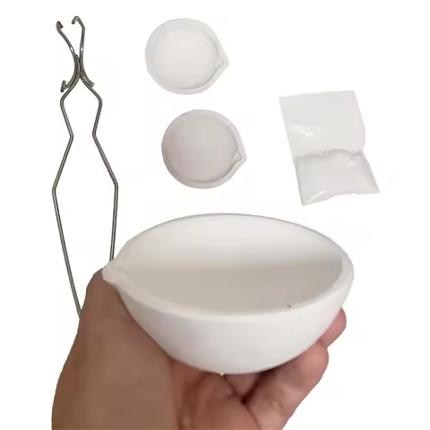 AA871PC 500g and 2PCS 100g Ceramic Crucible Bowl Dish Cup Set with Whip Tongs Handle and 20g Pure Bo