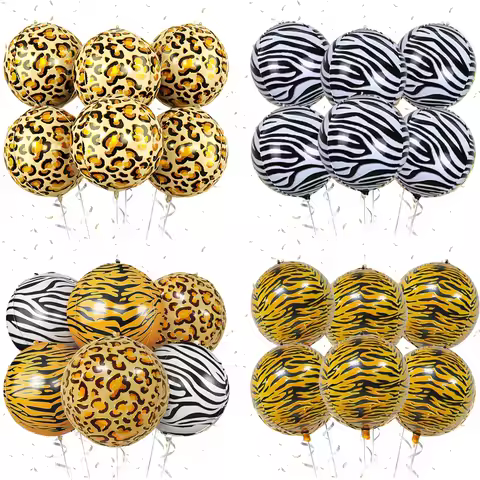 Cheetah Print Balloon 22in Round Leopard Zebra Tiger Animal Print Foil Balloons Safari Animal Jungle