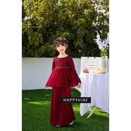 MAROON PEPLUM KIDS GIRL ( Baju Kurung Peplum Raya 2024 Budak Kanak-Kanak Perempuan Merah Hati ) #b1