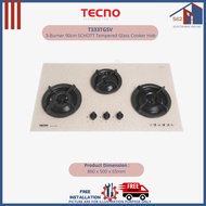 Tecno 3-Burner 90cm SCHOTT Tempered Glass Cooker Hob T 333TGSV