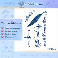 [Vivid Fancy] 12*19cm GH Tattoo Sticker Waterproof Healthy Herbal Lasts to 2 weeks