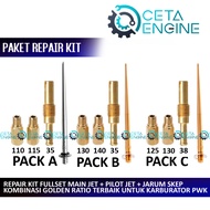 PACKAGE SET MAIN JET + PILOT JET + NEEDLE SKEP 5 CLICK SPUYER 130 140 35 CLICK FOR PWK PE 24 26 28 3