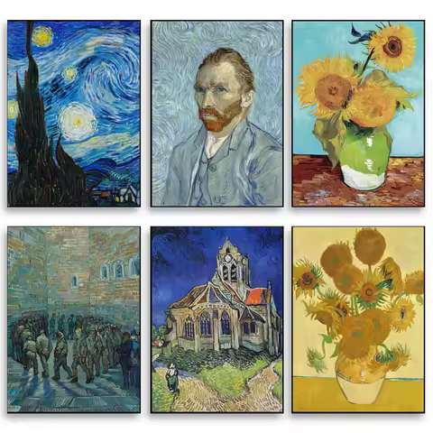 Star Night of The World Famous Painter Van Gogh Posters and Prints Retro Art Canvas Painting Wall Ar