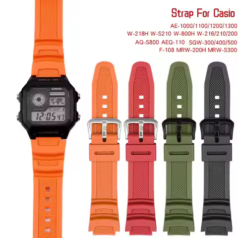 Watch Strap 18mm for CASIO AE1200 / 1300 / 1000 W-219 Replacement Silicone Rubber Watch Band Men's W