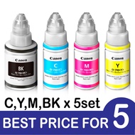 5x Canon GL790 ORIGINAL REFILL INK G-SERIES 1 set (Black,Cyan,Magenta & Yellow)