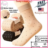 BTM_ Pair Polka Dot Muslimah Stokin 100% Brand New Ankle Socks Jacquard Weaving Anti Slip Sock Stoking Perempuan Mu