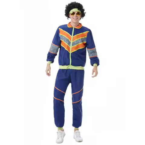 Halloween Costumes Adult Retro 70's 80s Rock Disco Hippie Costume for Men Purim Party Mardi Gras Cos