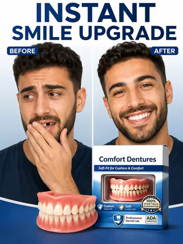 Fake Teeth Instant Dentures Removable Natural Smile Solution for Missing Teeth Comfortable Fit Easy 