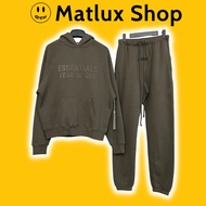 [BEST QUALITY] FEAR OF GOD ESSENTIALS Hoodie SS22 Off Black fleece Set made OF high QUALITY cotton f