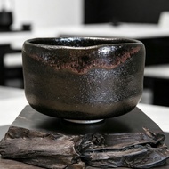 🇯🇵日本黑樂燒抹茶碗｜ 未使用全品 |  厚身侘寂茶道碗 | 手工手捏窯變抹茶碗 | Raku Ware Matcha Chawan Black Tea Bowl Unused