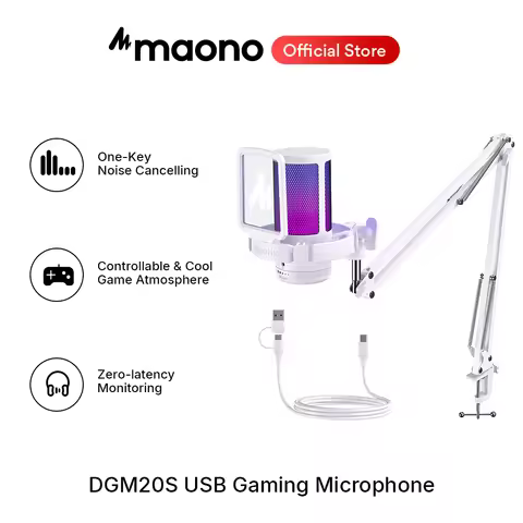 maono Gamerwave DGM20S USB Microphone Gaming Mic Condenser Mic RGB Mic Noise Canceling Mic with Mic