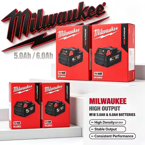 New Milwaukee M18 5.0/6.0Ah High Output Battery 18V Lithium-ion Rechargeable,For Milwaukee M18 Cordl