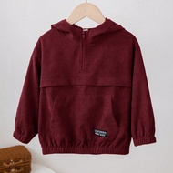 1 chiếc áo khoác trùm đầu có khóa kéo nửa đầu thoải mái, giản dị và đa năng dành cho bé trai, hoàn h