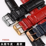 Watch Strap FOSSIL FOSSIL Watch Strap Belt Men Women First Layer Calfskin Bamboo Pattern Pin Buckle 