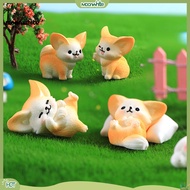 [MOONWHITE]  2Pcs Fennec Fox Ornament Adorable Handicraft Decorative Resin Cute Miniature Fennec Fox