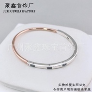 Sterling Silver Creative Bracelet Two-tone diy Simple Pan Family I-D Gift for Girlfriend Dora Niche 