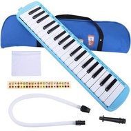 Others - 37 鍵鍵盤 Melodica 管樂器，適合初學者專業訓練，Melodica 帶 1 個長軟管，1 個短吹嘴，貼紙和便攜包，藍色