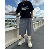 chooseonenew|((With Belt) Korean Straight Stripes Discount Below Knee Five-Point Suit Shorts (2color