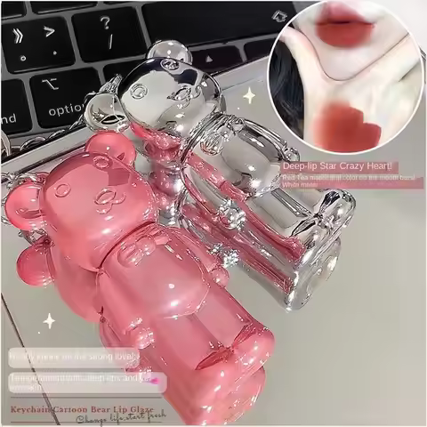 ZVEV Bear Lip Mud Matte Foggy Velvet Lip Glaze Lipstick Keychain Pendant Student Party Lipstick Make