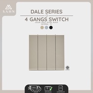 Switch 4 Gang 2 Way [SAHN] สวิทซ์ไฟ 4 ช่อง สองทาง รุ่น Dale Series (D042) ดีไซน์สวยงาม และทันสมัย