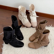 Thick Heel Boots Women Canvas Knee Boots