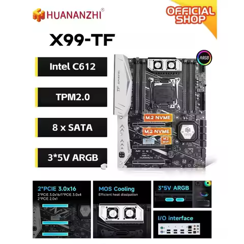 HUANANZHI X99-TF Motherboard LGA2011-3 ATX ARGB 4*DDR3 (Gray groove) 4*DDR4(black groove）M.2 NVME