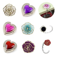 Heart Flower Shaped Metal Foldable Bag Purse Hook Handbag Hanger Purse Hook Portable Handbag Holder 